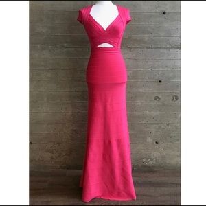 NWT Herve Leger Caitlin Pink Diamond Cutout Gown